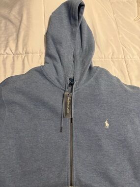 Polo by Ralph Lauren Light Blue Full-Zip Hooded Sweater